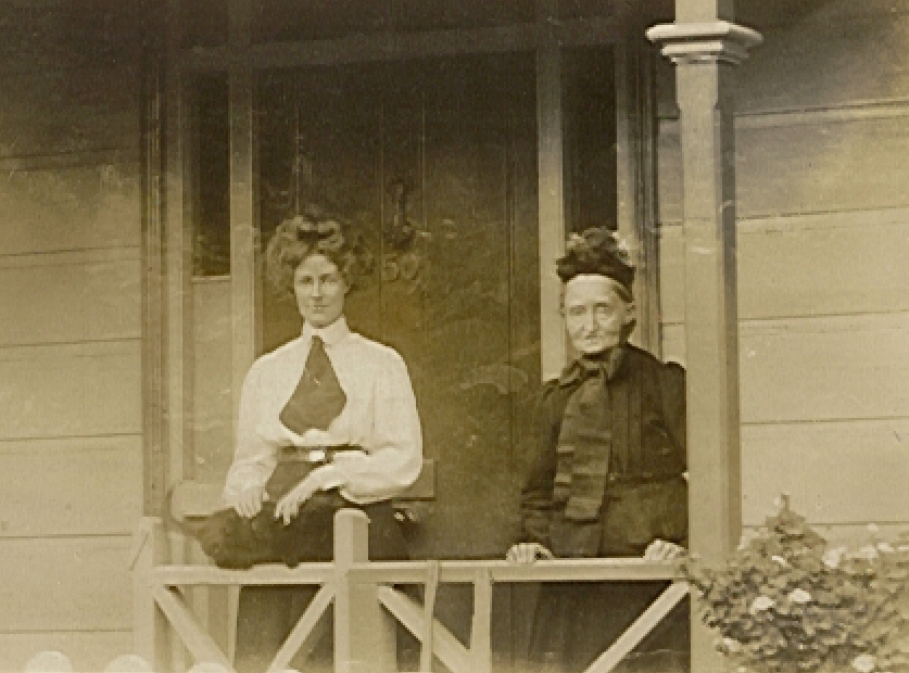 Hannah and Karen on porch at 50 Roxburgh Street